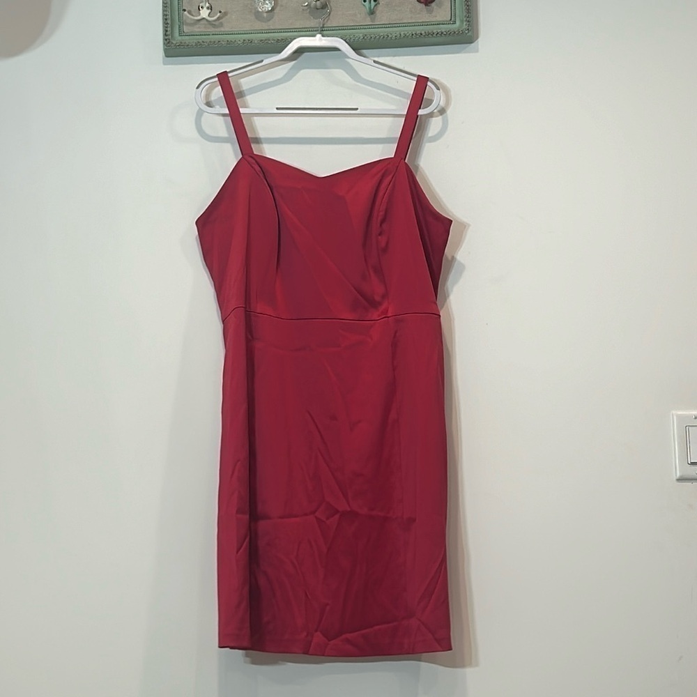 Vintage red satin plus size knee length holiday dress size 2XL
